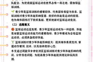 青少年篮球训练研究现状